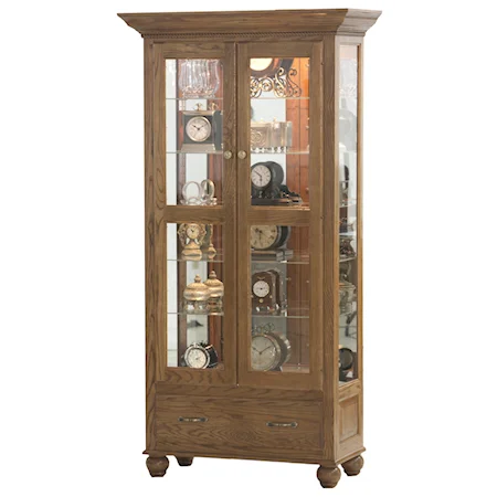 Double Door Curio Cabinet with Drawer